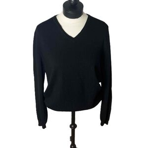 Calvin Klein Black Merino Wool V-Neck‎ Pullover Sweater Size XL